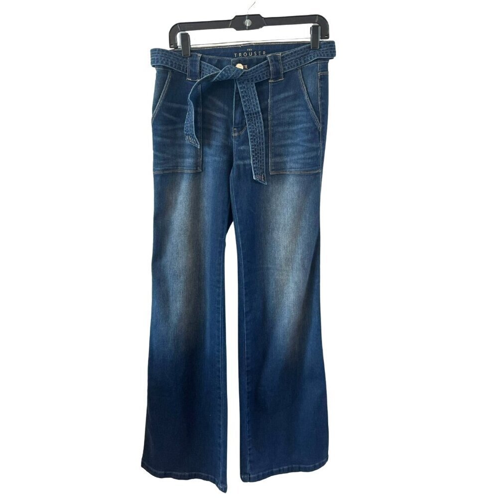 NWOT White House Black Market Womens Sky Utility Trouser Denim Jeans sz 4 Dark